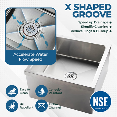 NSF Stainless Steel Floor Mop Sink - Commercial Utility Basin 19
