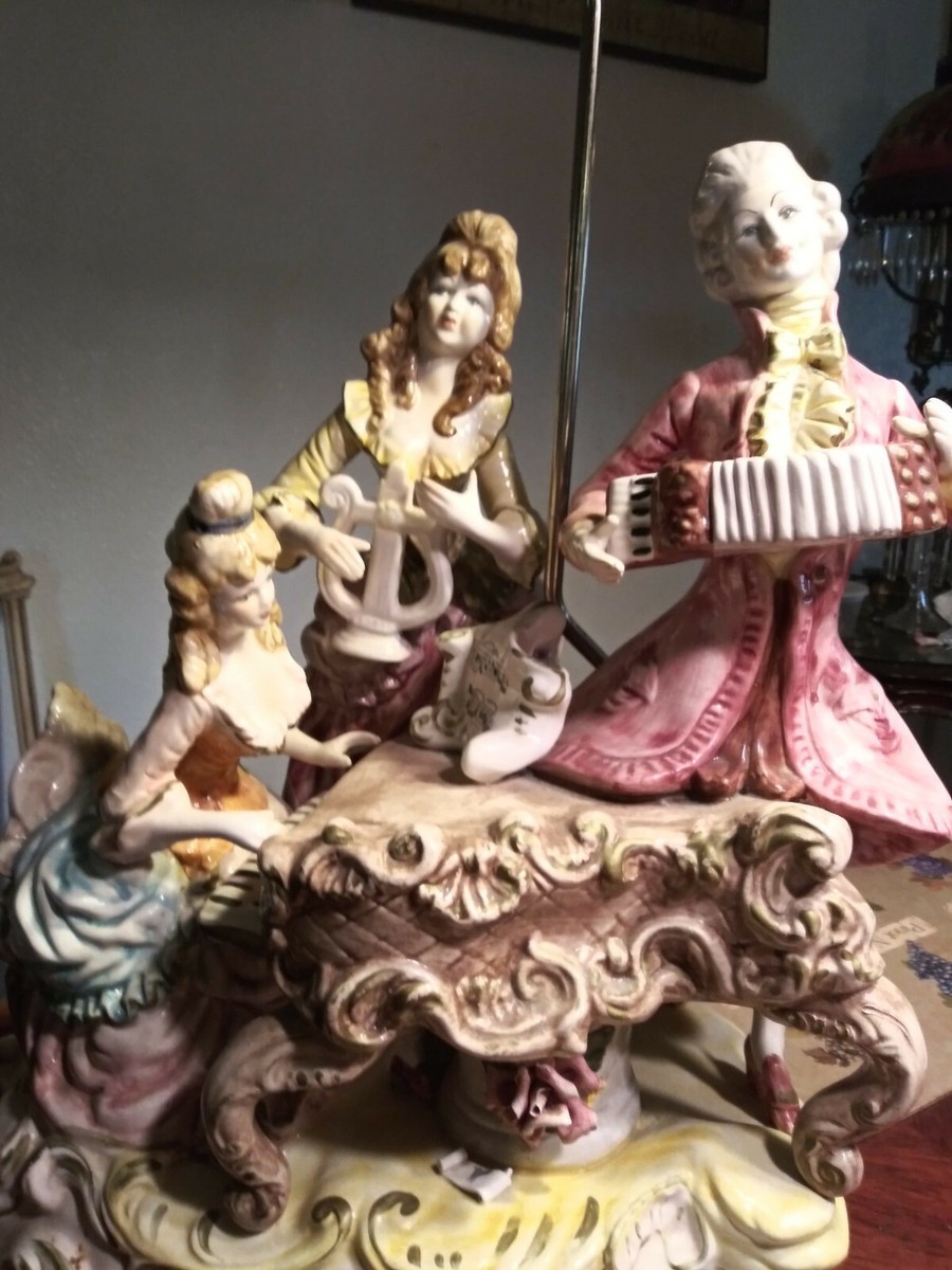Azzolin Brothers Capodimonte Lamps!! Figural Musicians Trio XLG | eBay