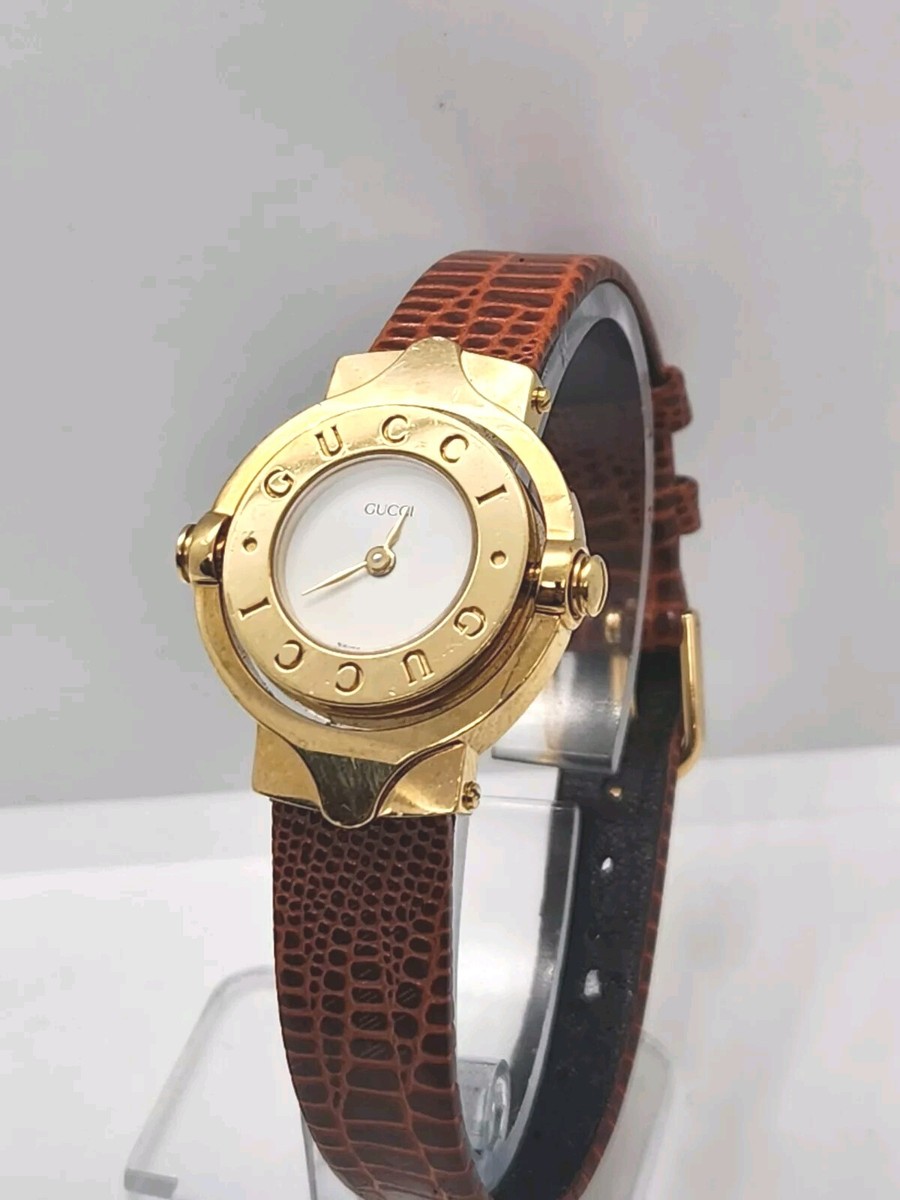 Gucci Women's Reverso Gold Plated White Dial 27mm Watch 6600L