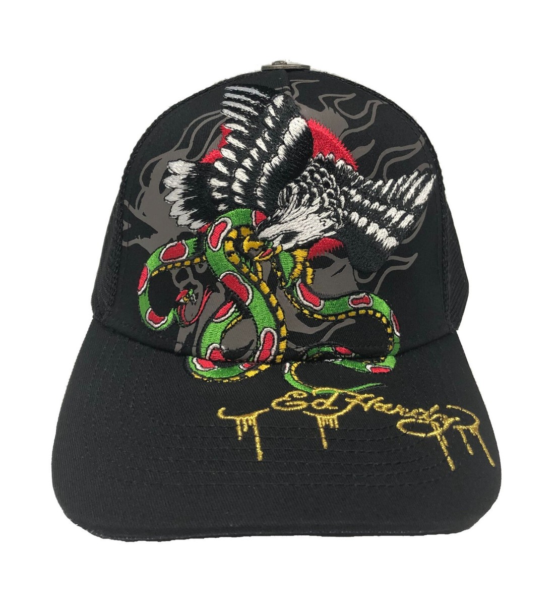 Ed Hardy Eagle Snake Snapback Trucker Hat Color: Black Style
