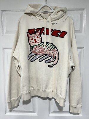 Gucci Cat Logo Print Sweat Hoodie Size Medium 100% Authentic | eBay