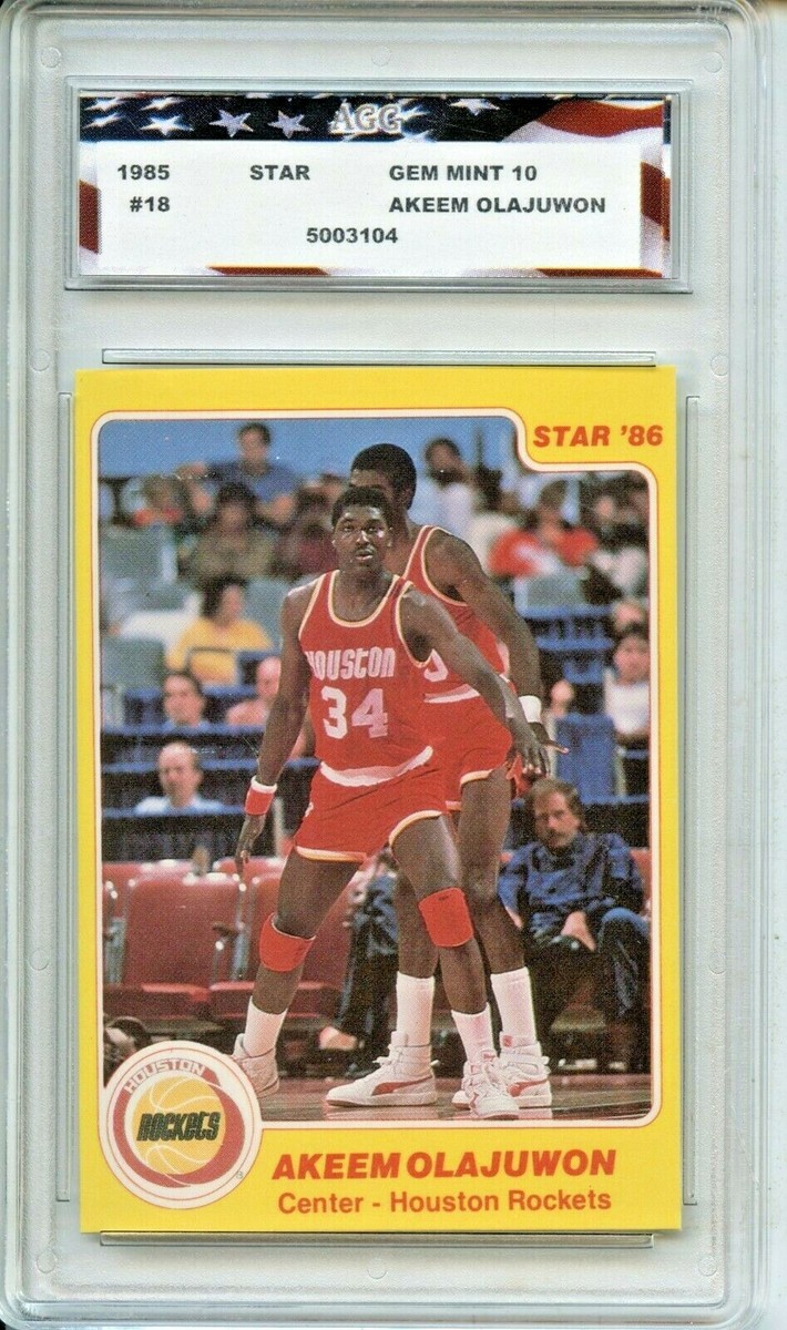 1985 Star #18 Hakeem Olajuwon Rookie Card AGC 10 Gem Mint Houston