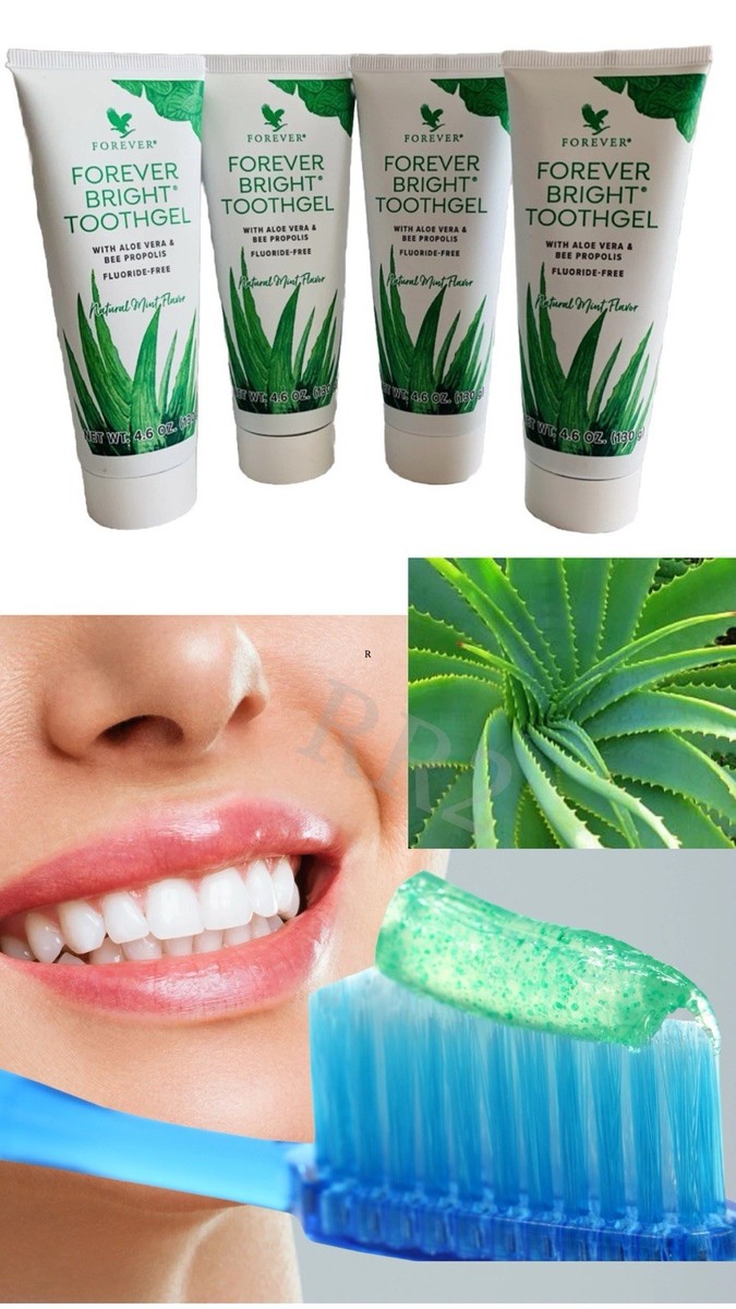 4 pack Forever Bright TOOTHGEL Aloe Vera - NO Flouride KOSHER