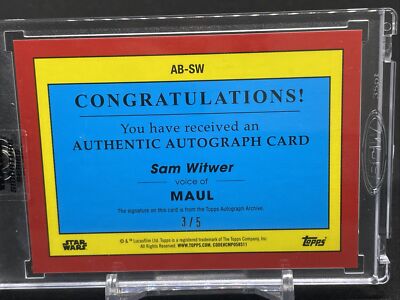 2022 Topps Star Wars Signatures Series Sam Witwer “MAUL” Autograph
