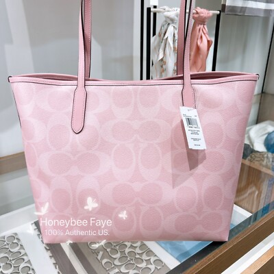 Nwt Coach City Tote Bag In Signature Canvas powder pink CAL49 | eBay