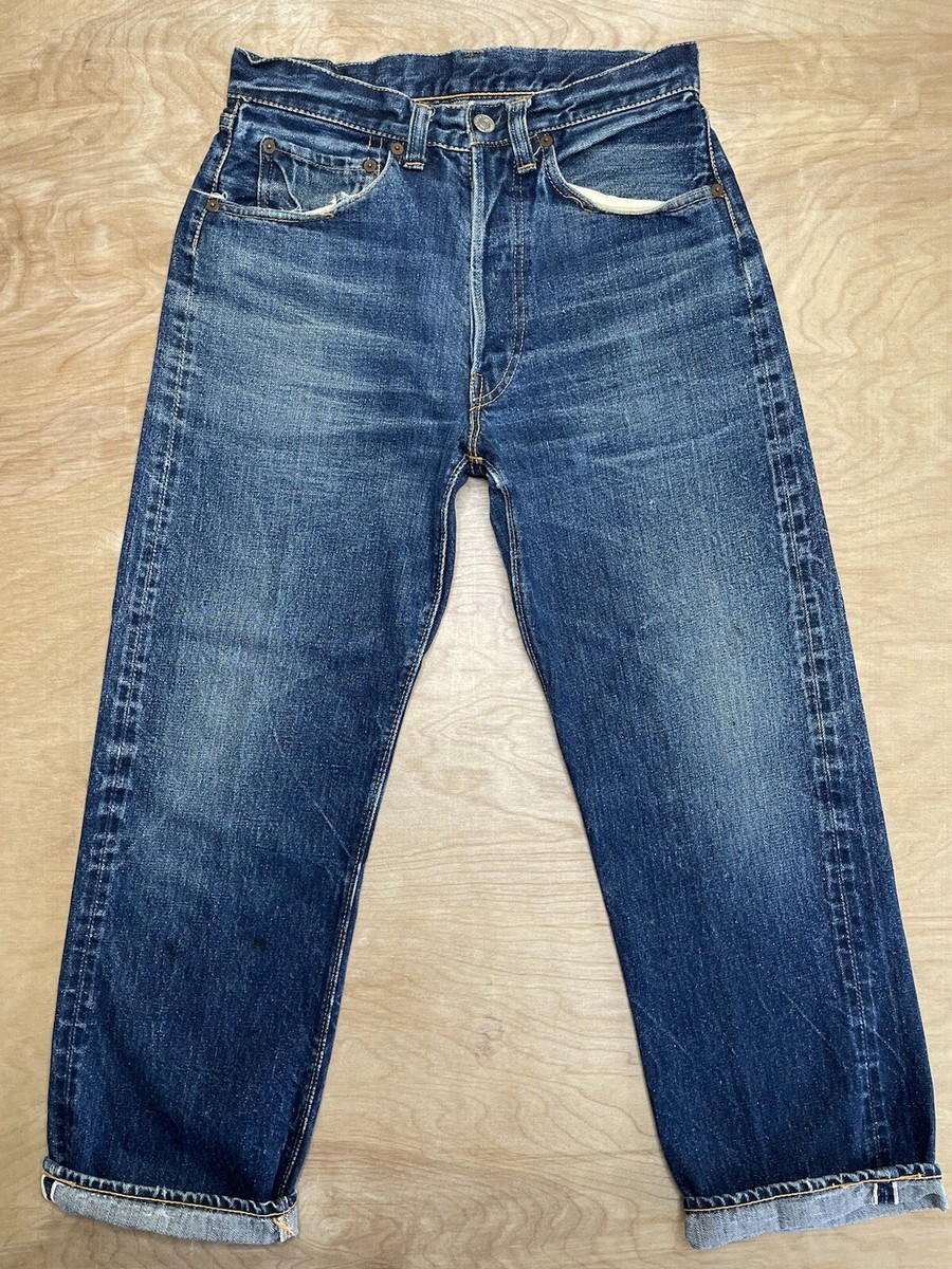 Levis 501 XX Hidden Rivet 1950s Leather Patch Big E Selvedge Jeans