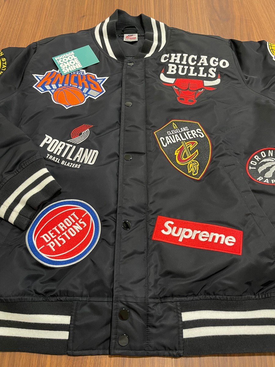 2018 SS18 NIKE x SUPREME NBA TEAMS WARM-UP JACKET BLACK WHITE BOX
