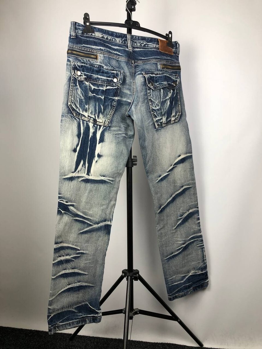 RARE Distressed Opium Japanese Style Denim Zipper Avant Garde Mens