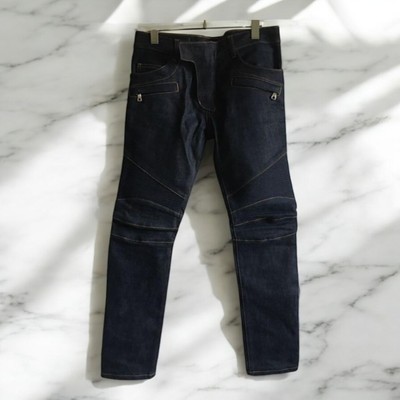 Balmain Homme Rigid Blue Skinny Biker Jeans W28, Full Length, Used