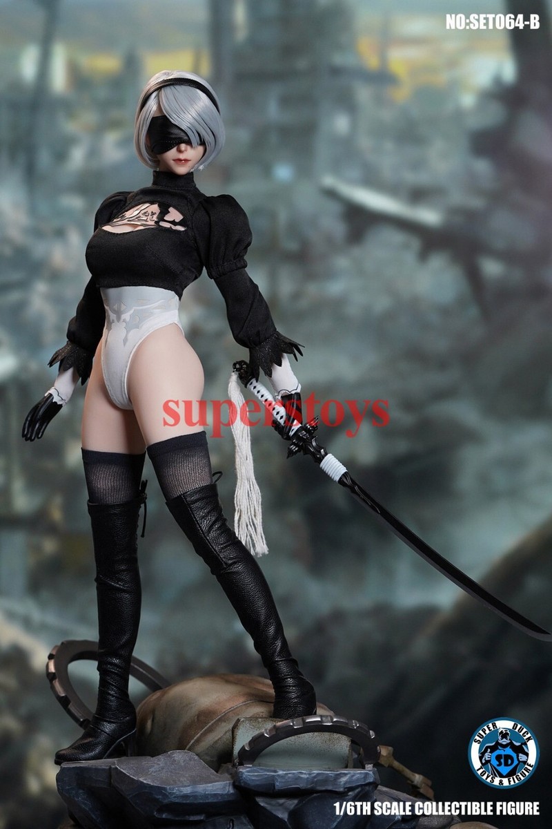 SUPER DUCK SET064B 1/6 Robot 2B Head & Clothes Accessories for 12