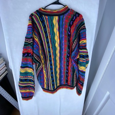 Vintage Cuggi Sweater Mens Medium Multi Wool 3D Knit Coogi Made