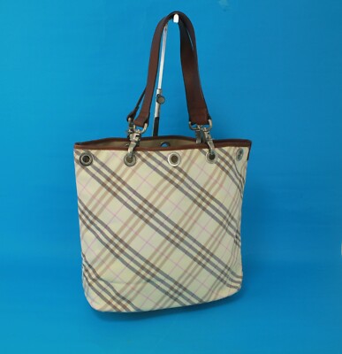 BURBERRY BLUE LABEL Nova Check Canvas & Leather Tote Hand Shoulder