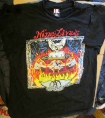 Vintage 1990s AEROSMITH Nine Lives Tour tee T Shirt Size XL Giant
