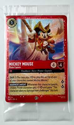 Disney Lorcana Mickey Mouse Pirate Captain Promo Glimmer Foil Card
