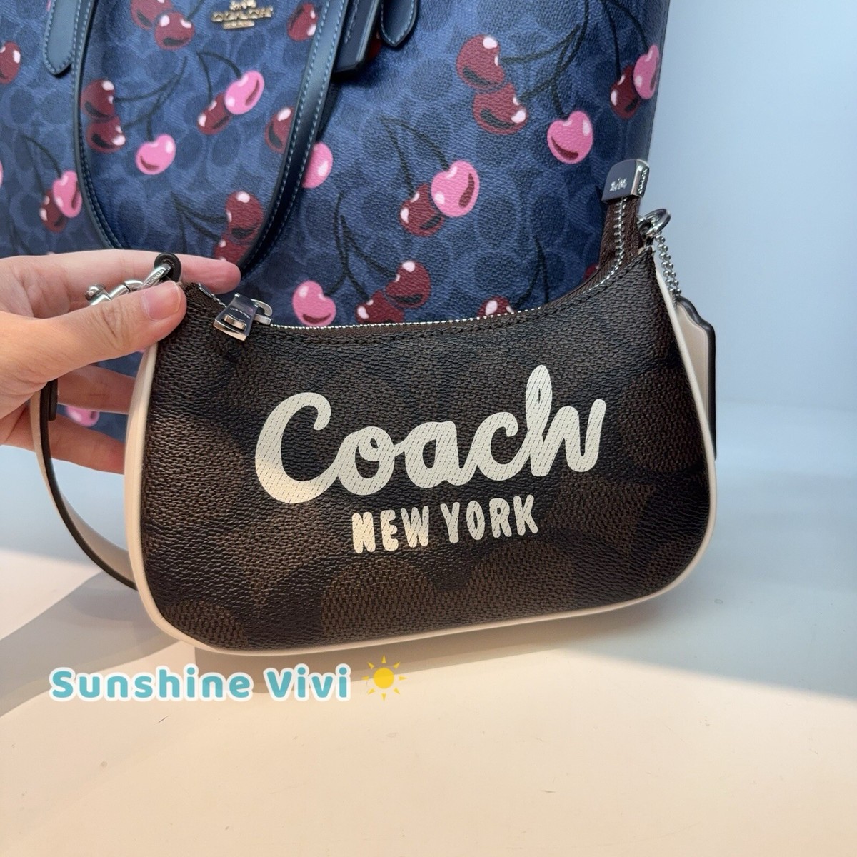 NWT Coach Teri Mini Crossbody Bag With Coach Graphic CY734 Silver