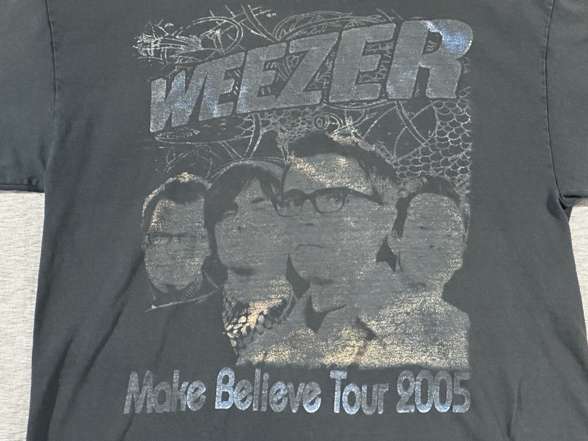 Weezer Make Believe Tour 2005 Shirt Large Black Distress Taking