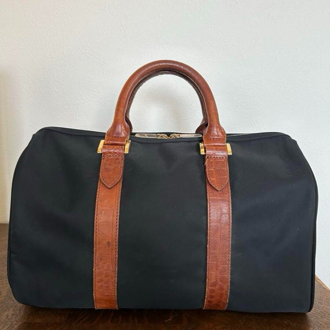 Valentino Garavani Sport Boston Bag Embossed Crocodile Leather