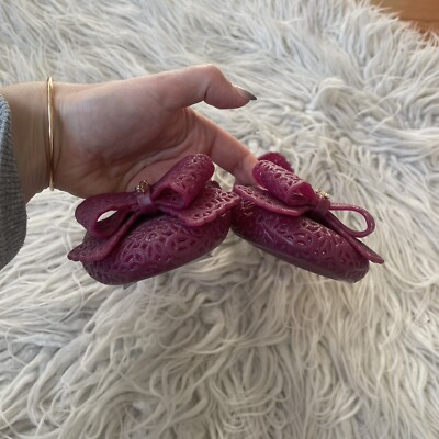 Salvatore Ferragamo Maroon Purple Nilly Jelly Laser Cut Bow Ballet