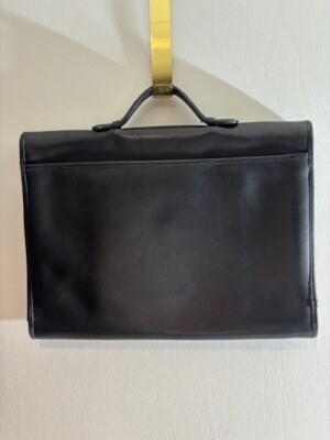 Vintage Coach slim leather briefcase bag w/ turn lock Black USA