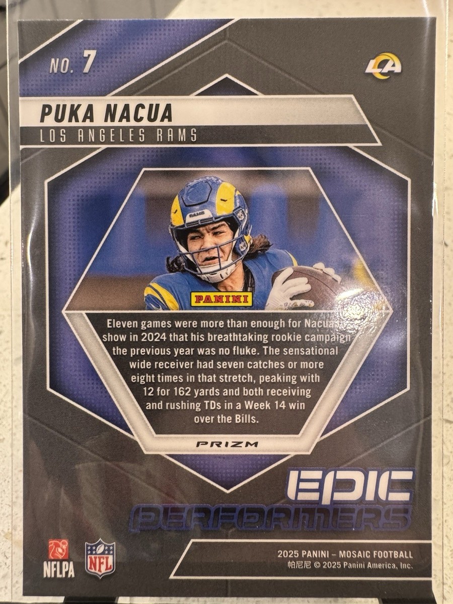 2025 Panini Mosaic - Epic Performers Puka Nacua #7 Mosaic Pink