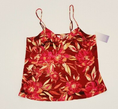 Stars Above Sz S Women's Floral Berry Blush Sleeveless Satin Sleep