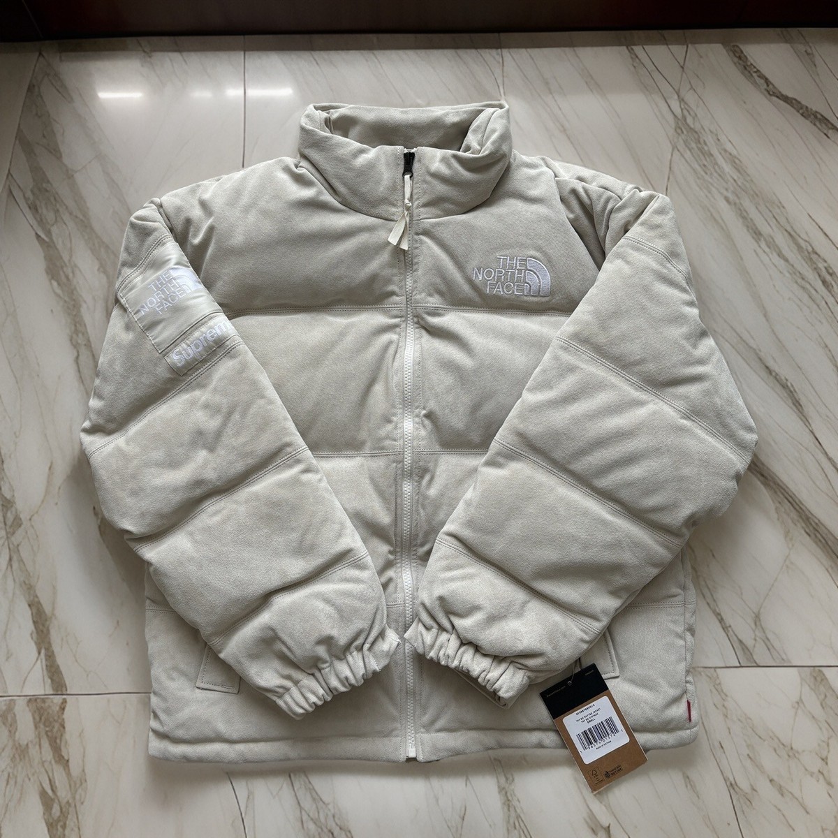 Supreme x The North Face Suede Nuptse Jacket 'Stone' Size S | eBay