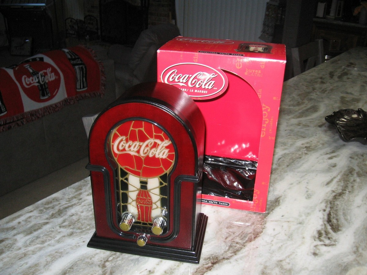 COCA COLA AM / FM RADIO AND NIGHTLIGHT - VINTAGE STAINED GLASS
