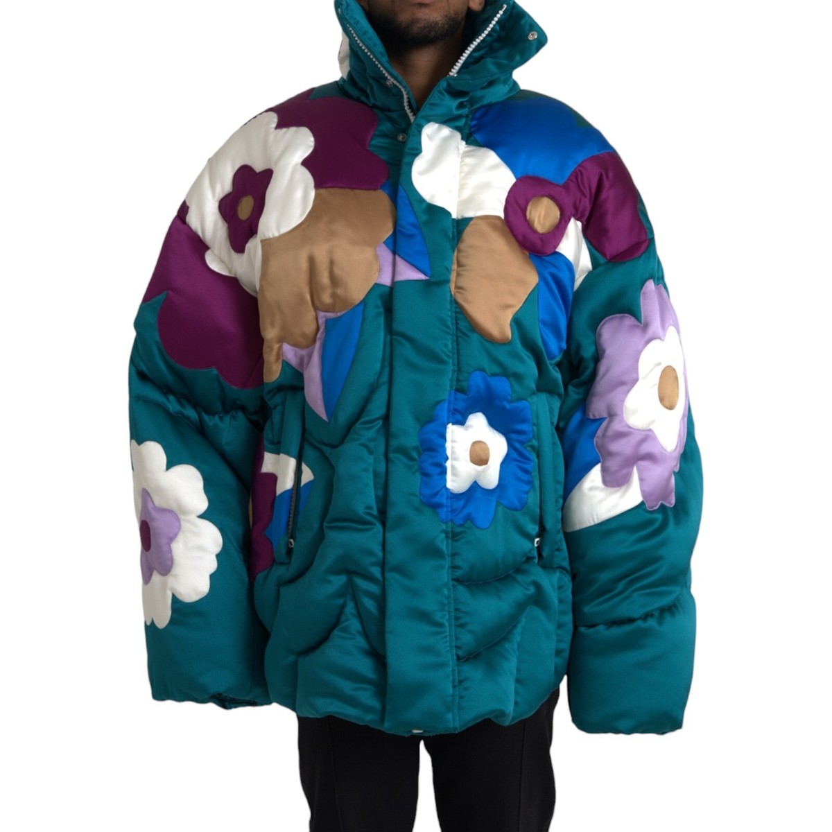 DOLCE & GABBANA Jacket Multicolor Floral Windbreaker Puffer IT52
