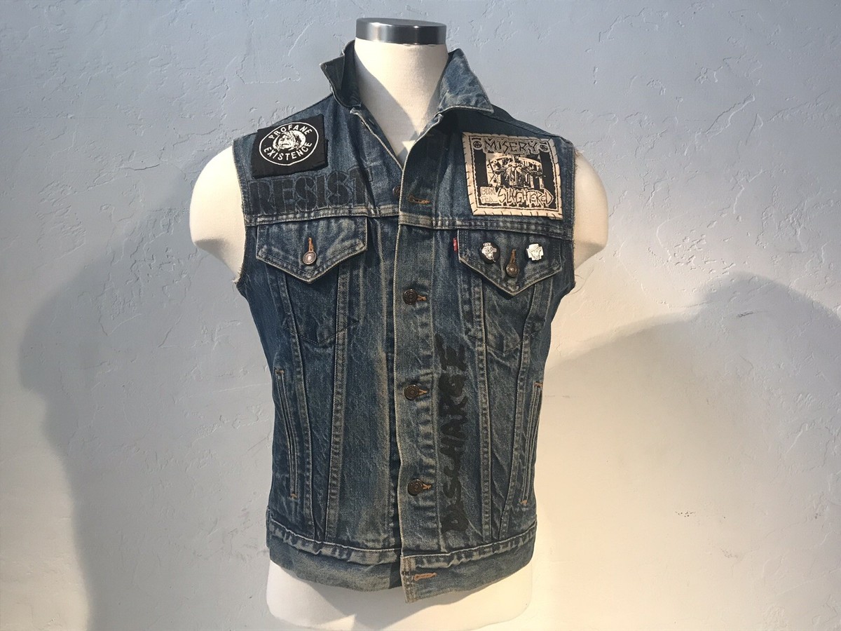 Vintage Denim Vest 80s Levis Biker Rocker Motörhead - 42 L | eBay