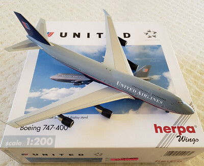 1:200 Boeing 747-400 United Airlines N118UA Herpa 550161 | eBay