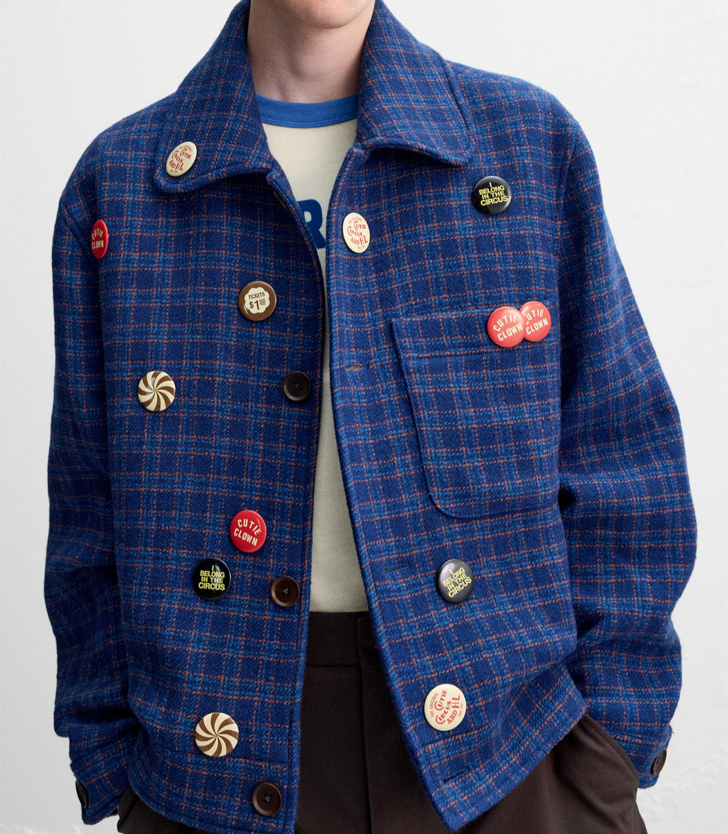 Zara x Harry Lambert Check Plaid Wool Blend Jacket Bluish S M L XL