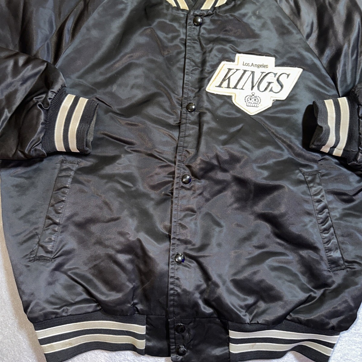 Vintage Los Angeles Kings Jacket Large Black Chalk Line Satin 90s