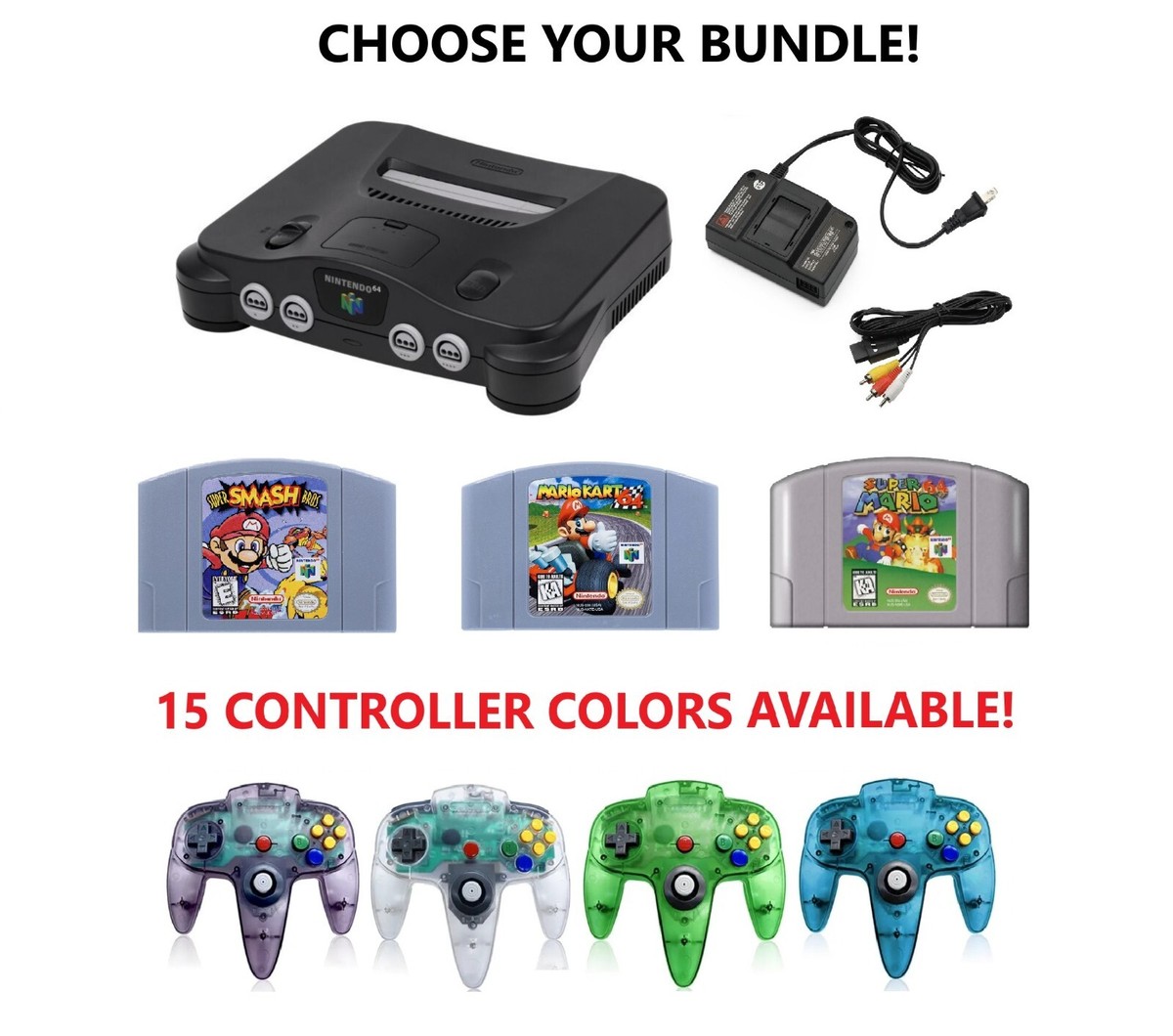 REFURBISHED N64 Nintendo 64 Console - CHOOSE BUNDLE! Mario, Mario
