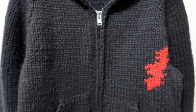 90s vintage GRATEFUL DEAD Cowichan Sweater Hand Knit Black Wool