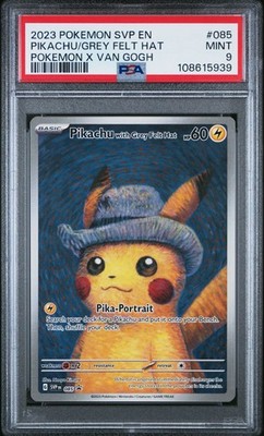 2023 Pokemon x Van Gogh Pikachu with Grey Felt Hat #085 Promo PSA