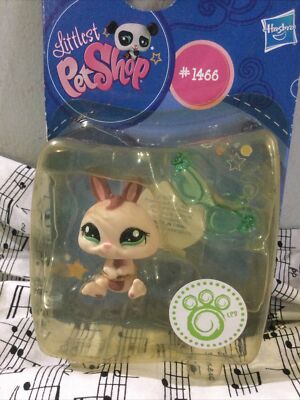 New Littlest Pet Shop #1466 Rabbit Bunny Pink Green Dot Eyes LPS