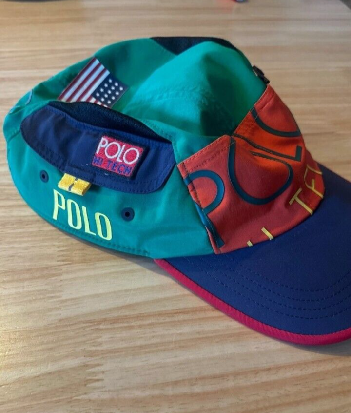 RARE POLO RALPH LAUREN HI TECH Spellout Side Pockets Hat Utility