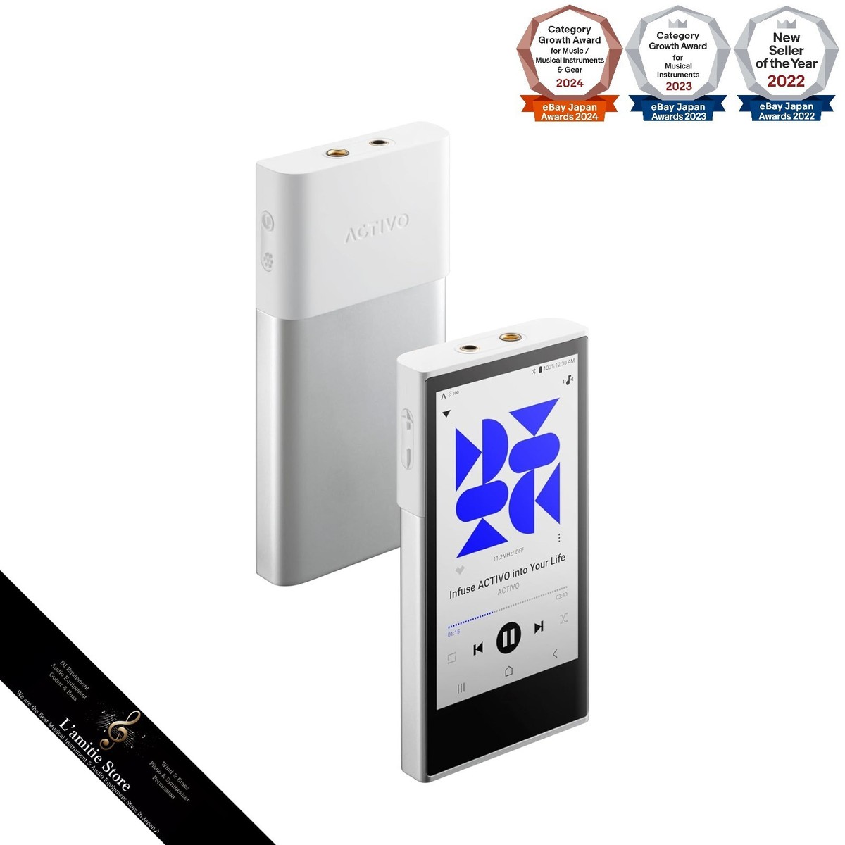 ACTIVO P1 Whisper White IRV-ACTIVO-P1 8 Core Hi-rez Portable