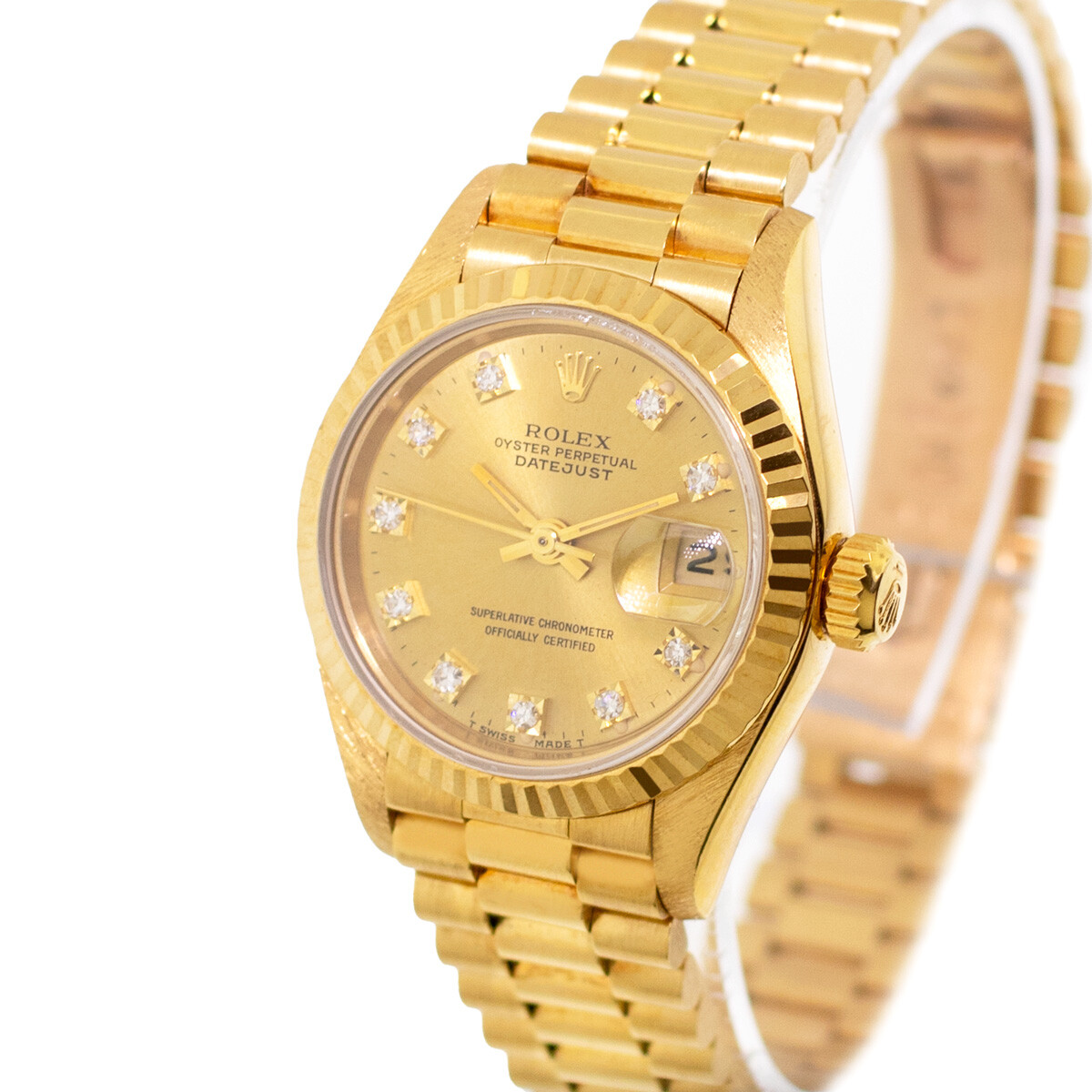Rolex Lady-Datejust 26mm Yellow Gold Champagne Diamond Dial And