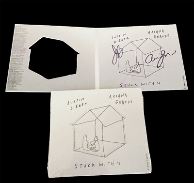 Ariana Grande Justin Bieber Stuck With U Cd Autographed Signed New