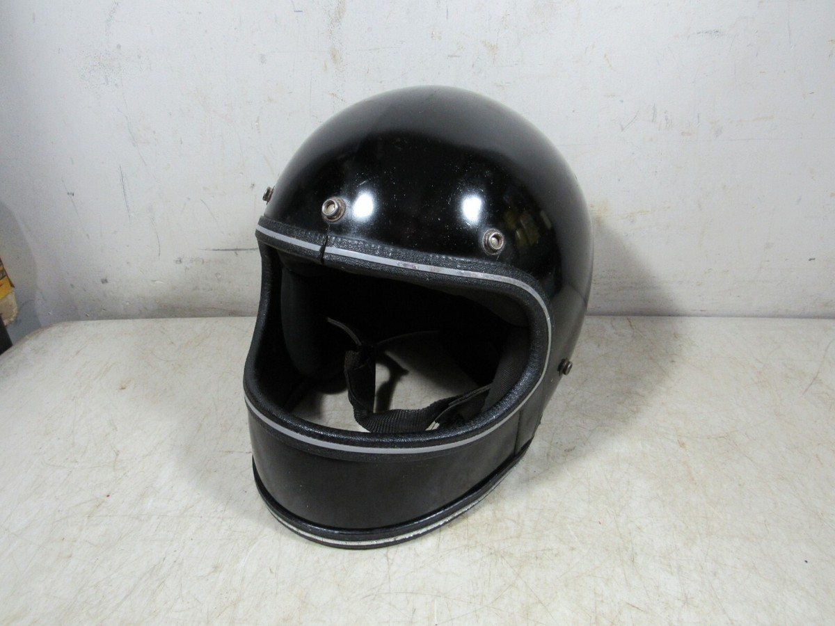 Vintage 1970s Full Face Motorcycle Helmet Black Made In USA | eBay