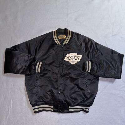 Vintage Los Angeles Kings Jacket Large Black Chalk Line Satin 90s