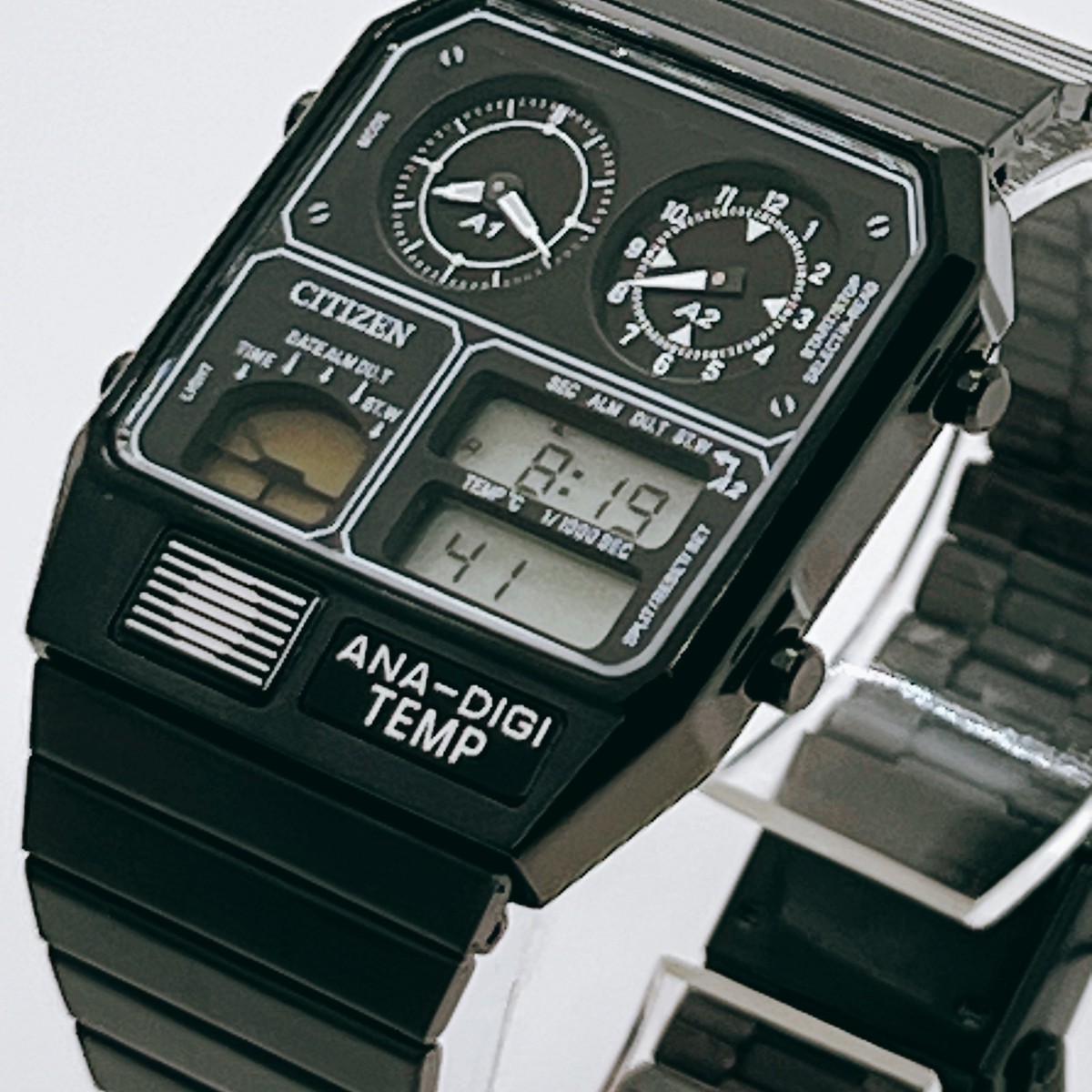 CITIZEN Ana-Digi Temp JG2105-93E Black Ana Digi Men Watch Holiday