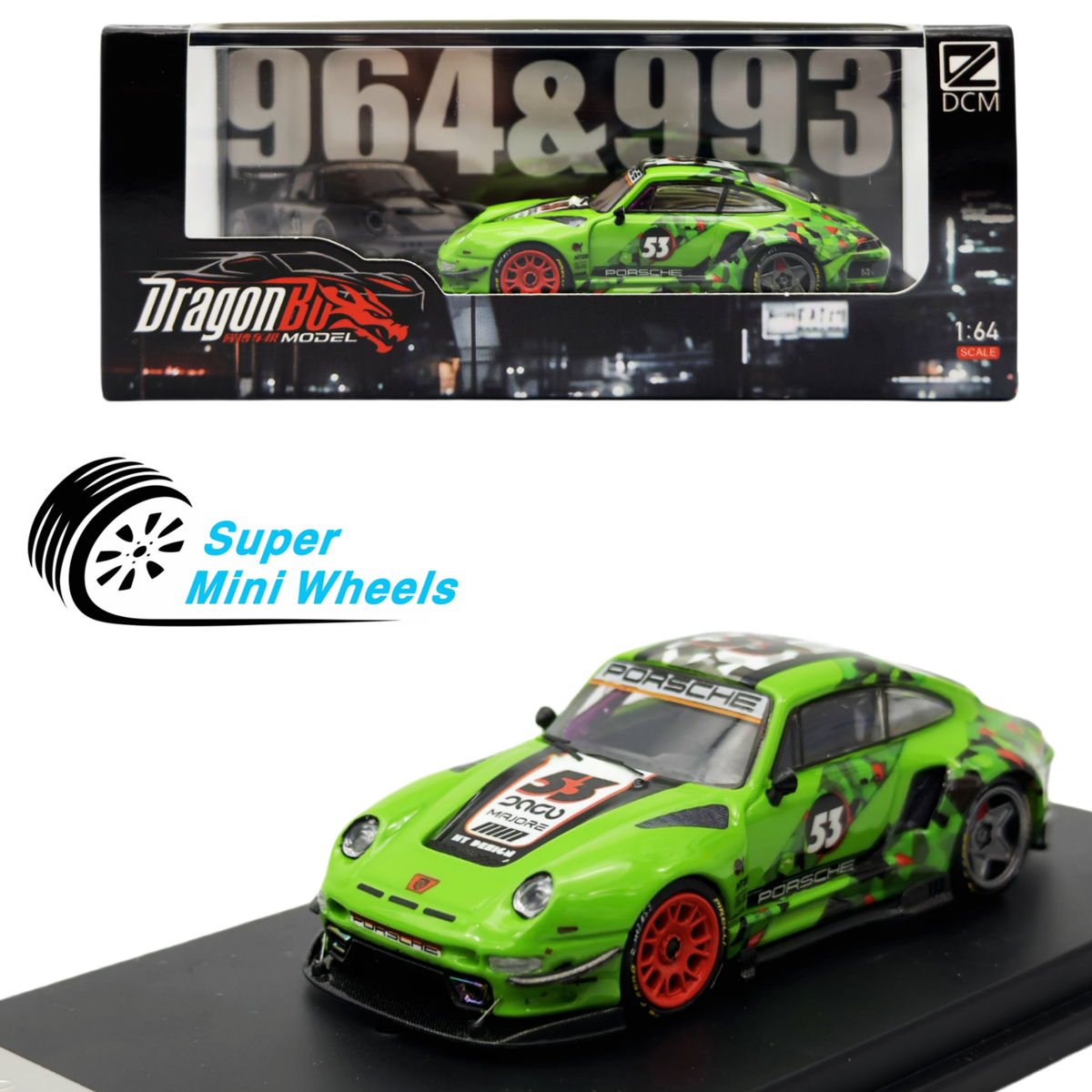 DCM x DragonBo - Porsche RWB 993 #53 Green - Diecast Model | eBay