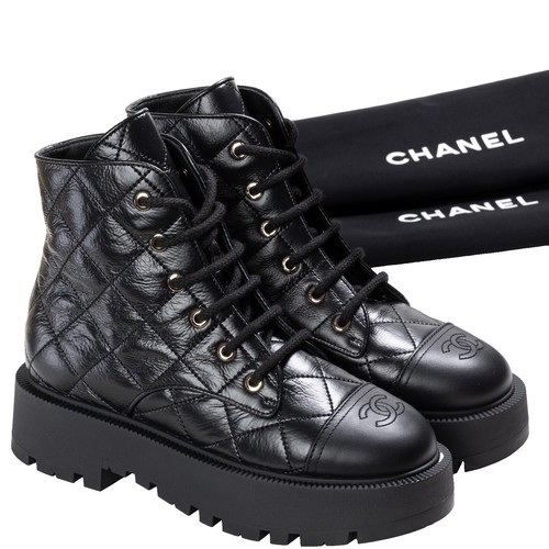 Vtg Chanel Black Leather CC Logo Boots 37 | eBay