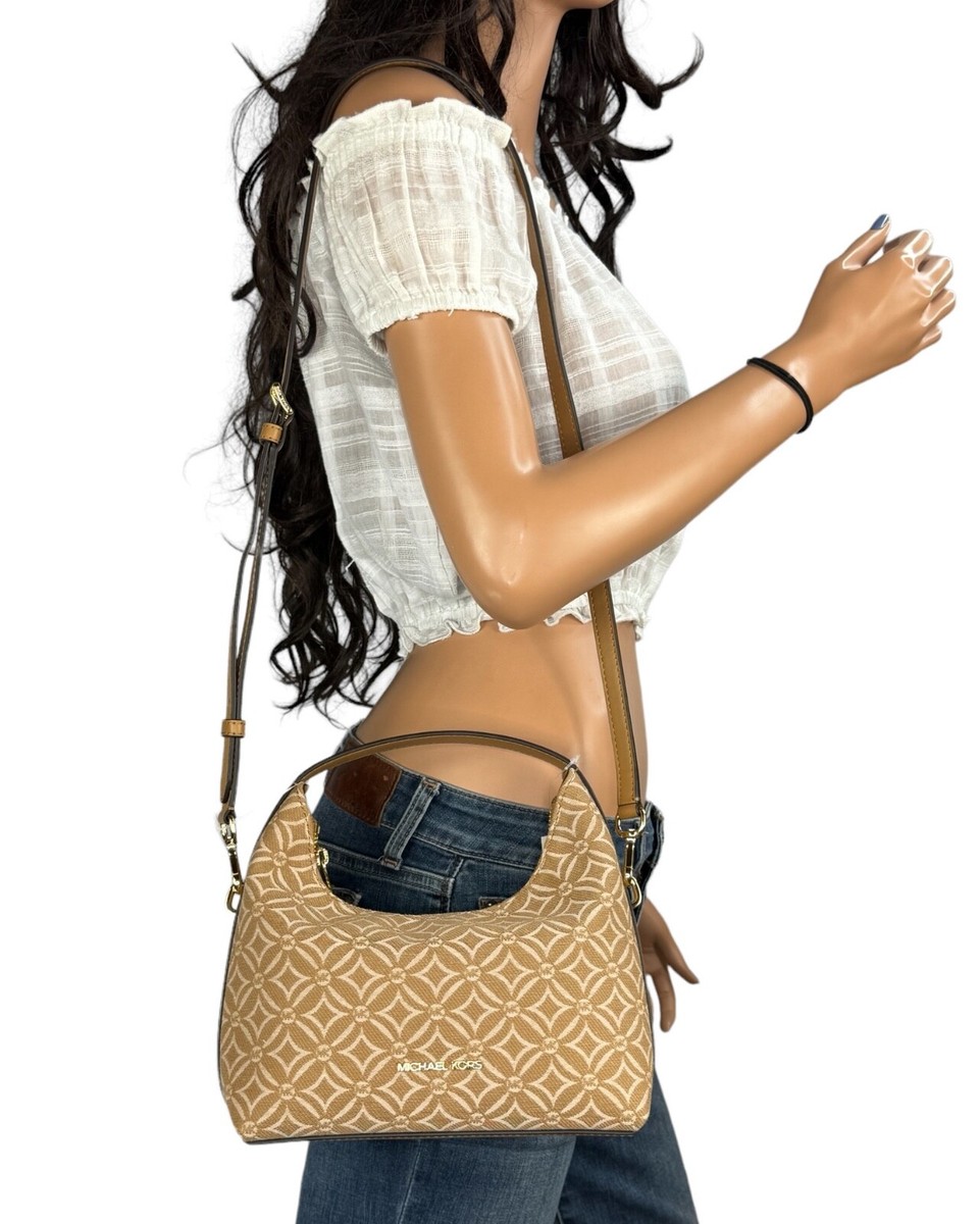 MICHAEL KORS EMBER SMALL SHOULDER CROSSBODY BAG JACQUARD MK LIGHT