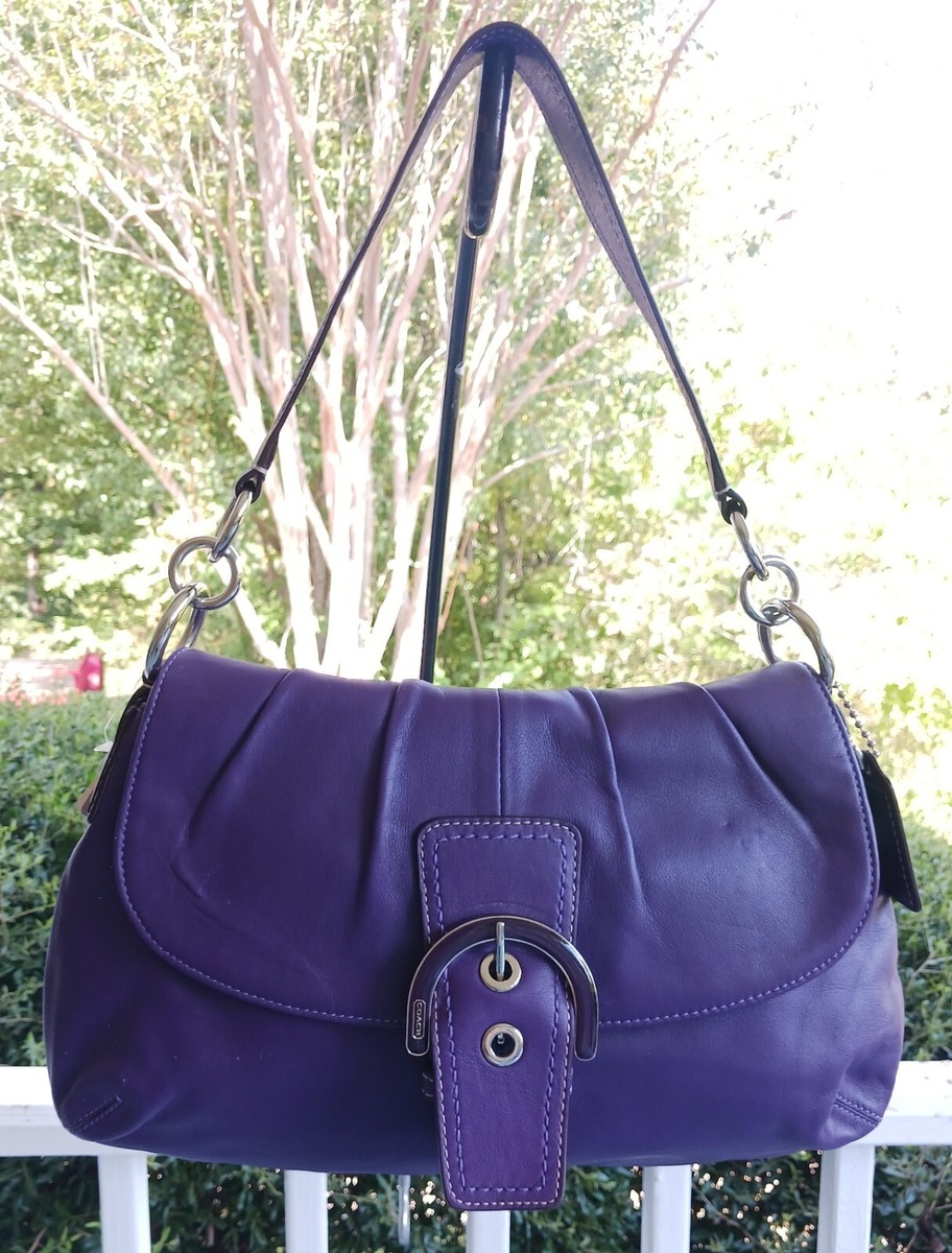 Coach F17217 Vintage Purple Pleated Soho Leather w/Buckle Shoulder