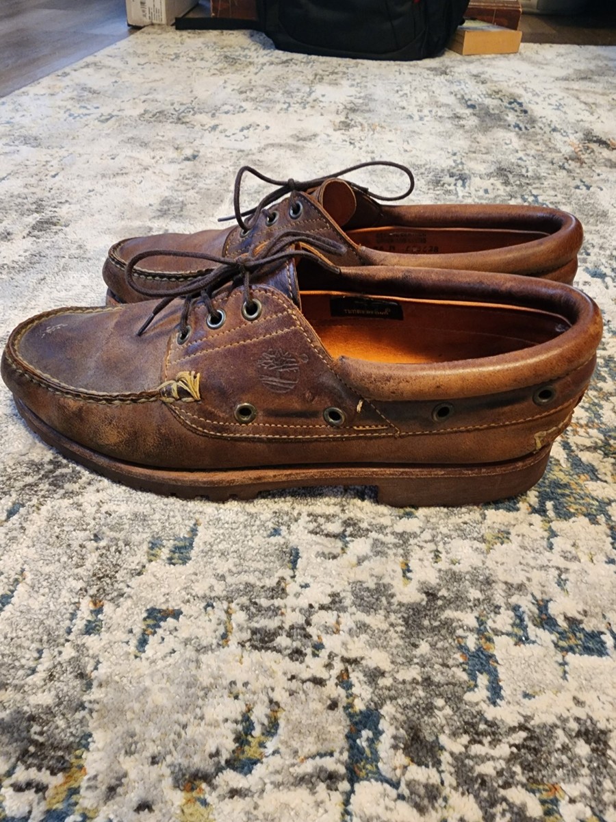 Timberland Authentic 3 Eye Lug Classic Boat Shoe Brown Size 9.5 | eBay