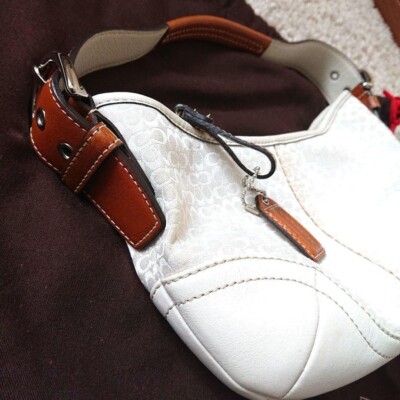 Vintage Y2K Coach 6351 Small White Signature Hobo Bag Small