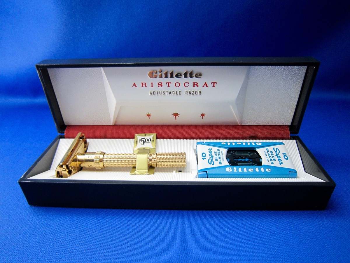 Gillette ARISTOCRAT Adjustable Gold Plated TTO Razor 1963 Made In